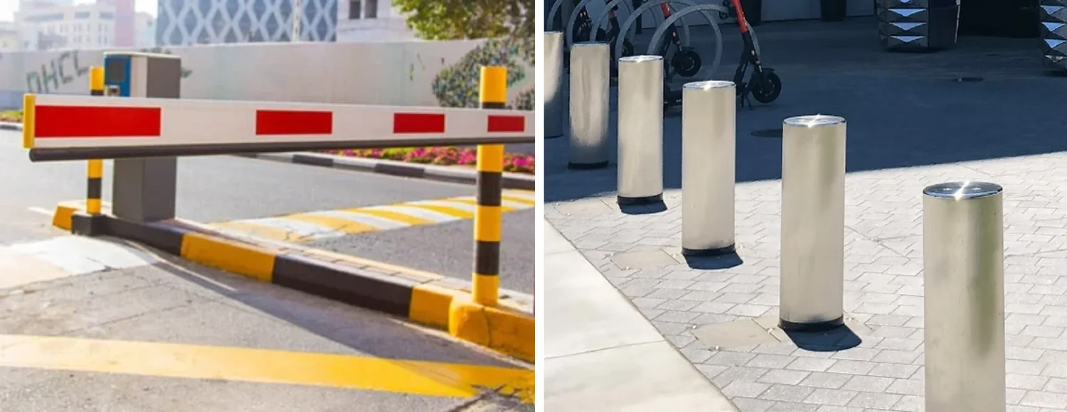 bollards and barrier